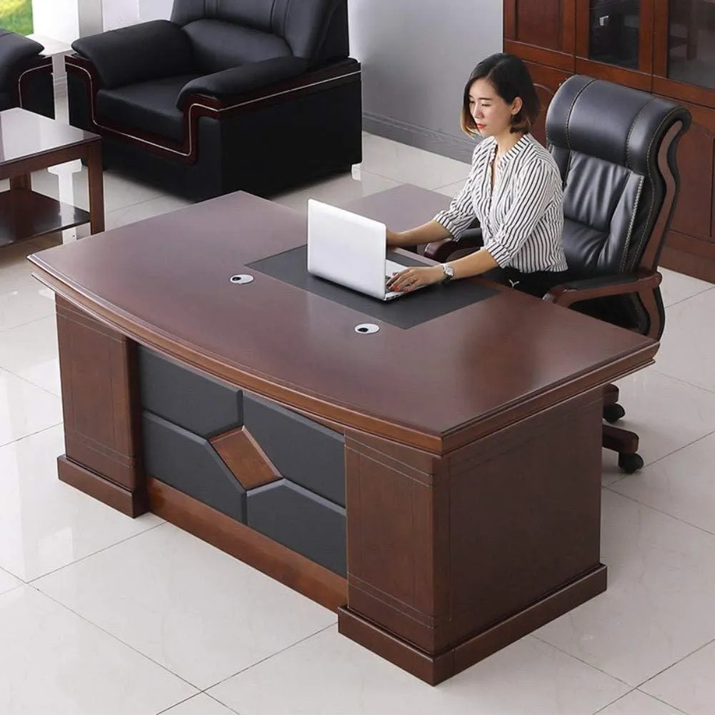 1.8 Meter Boss Executive Office Desk with spacious workspace, premium wood finish, built-in storage, and a modern professional design.