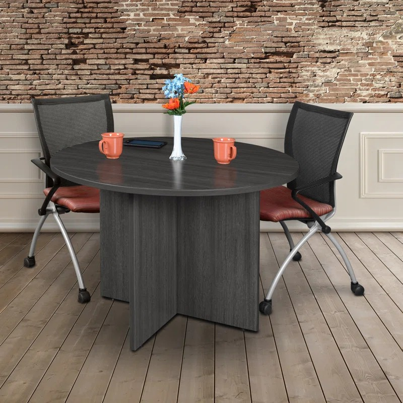 Round Wooden Conference Table with a spacious design, durable construction, and a sleek finish for professional meeting spaces.