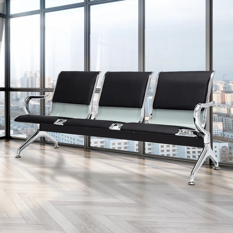 3-Seater Waiting Office Bench with a sturdy metal frame, ergonomic seating, and a sleek design for reception areas and waiting rooms.