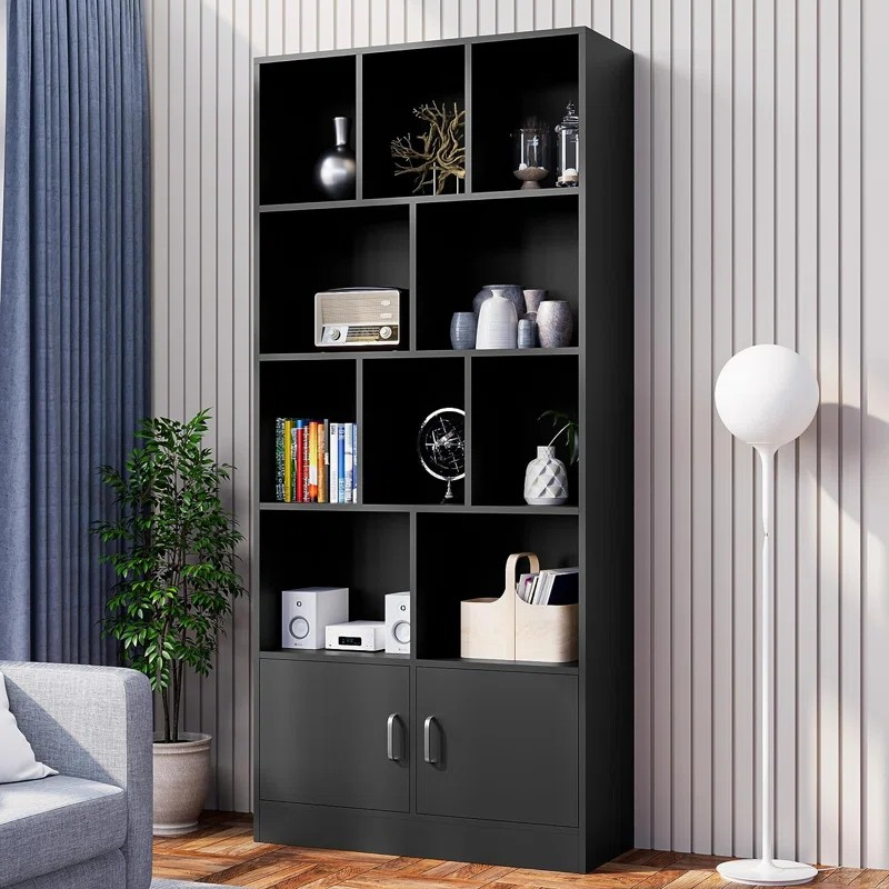 Wooden Closed-Back Office Bookcase with multiple shelves for organized storage.