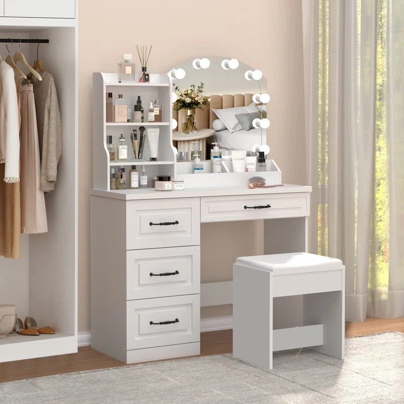 Multi-Purpose Modern Vanity Dresser with drawers and sleek design for makeup, storage, and workspace use