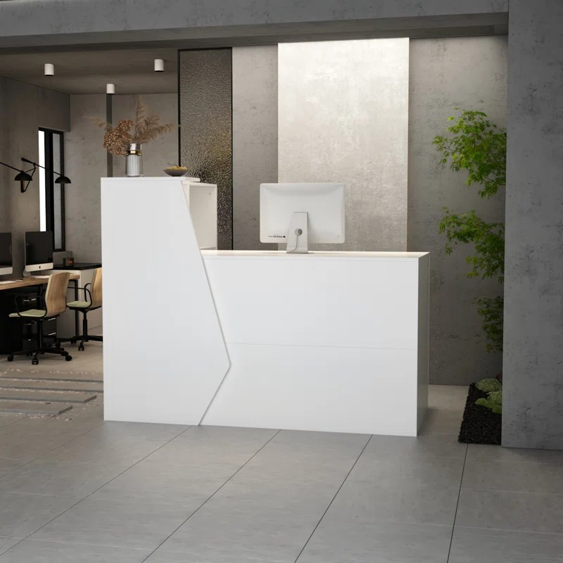 1.6 Meter Front Reception Office Desk with a modern design, spacious workspace, and built-in storage for professional office settings.