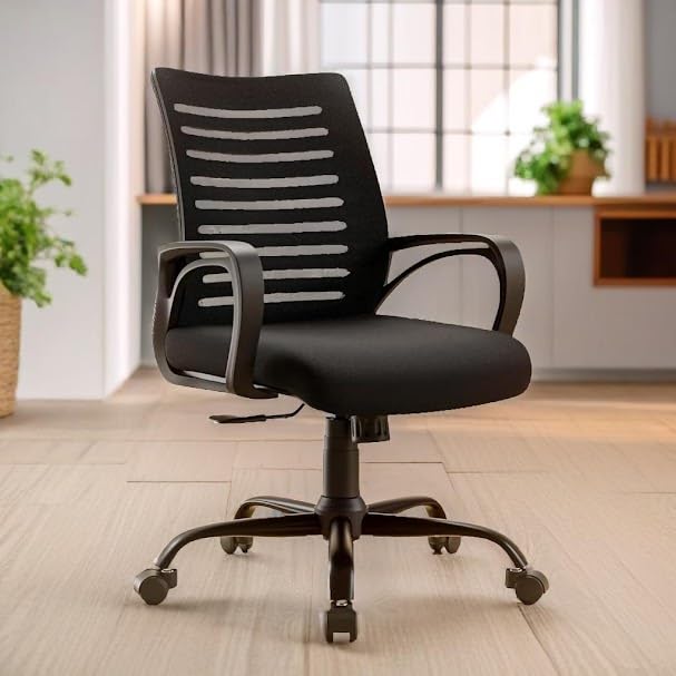 Ergonomic Mid-Back Office Chair with breathable mesh, lumbar support, and adjustable height for comfort and productivity.