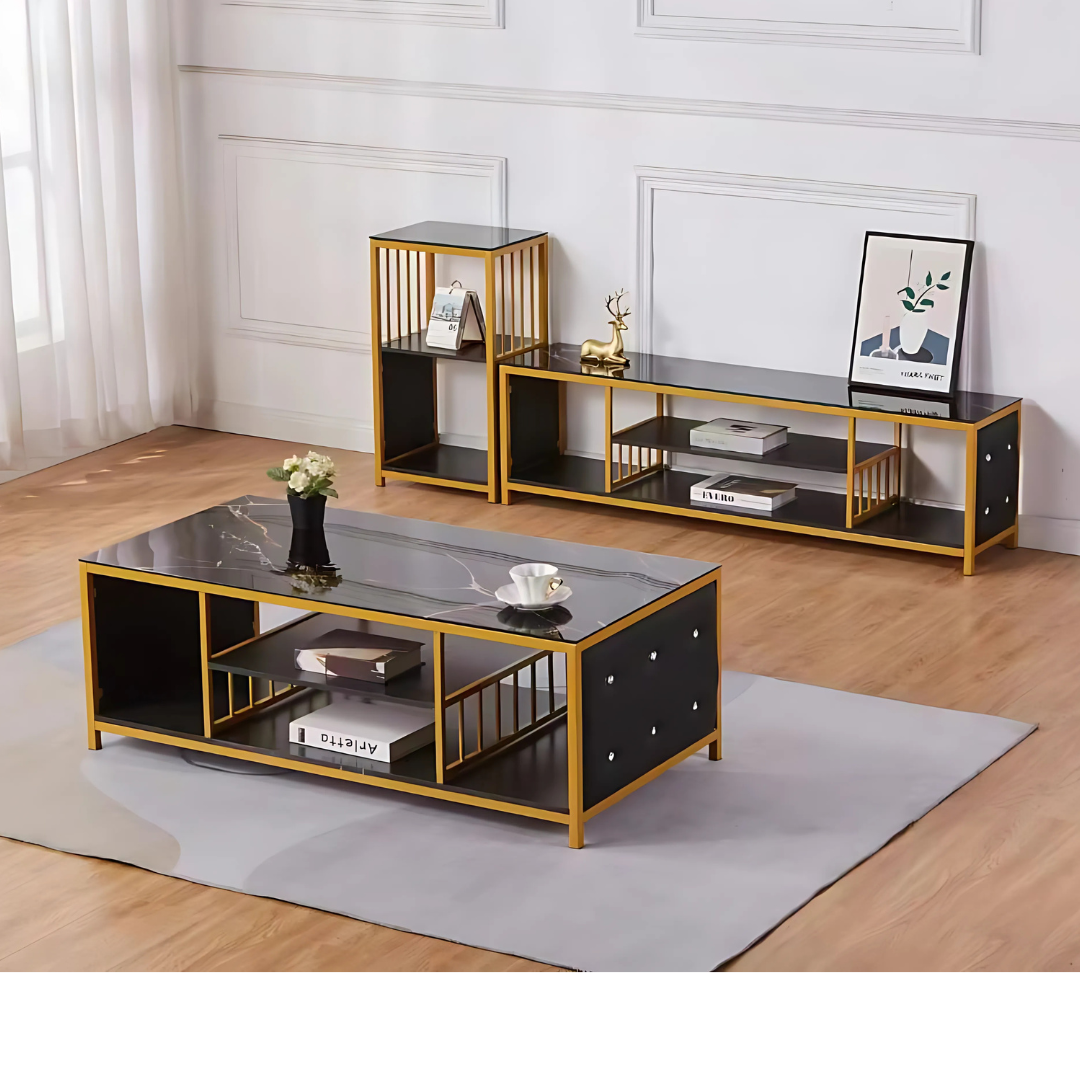 Rectangular Black Glass Coffee Table - Image 4