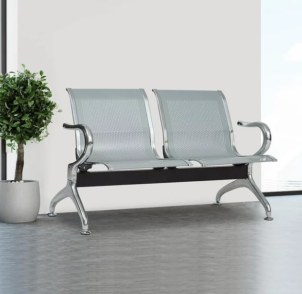 2 Seater Metal Reception Office Bench - Image 4