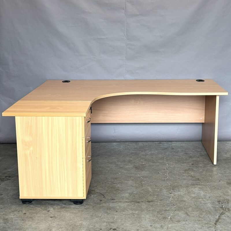 1.4m Curved Wooden Office Desk - Image 9